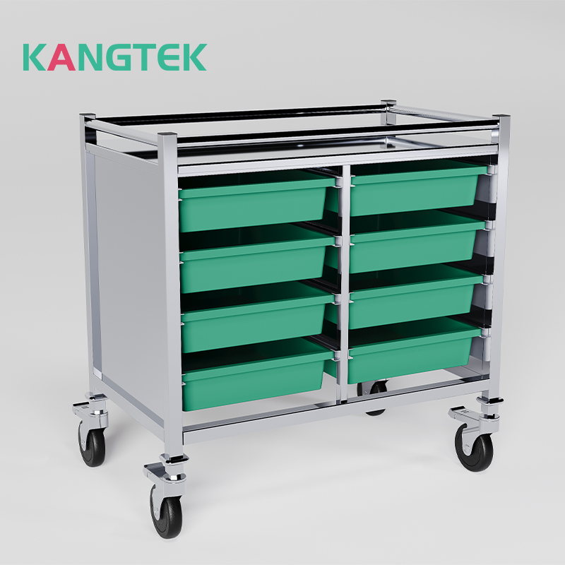 Chariot médical en acier inoxydable Kangtek avec boîte en plastique