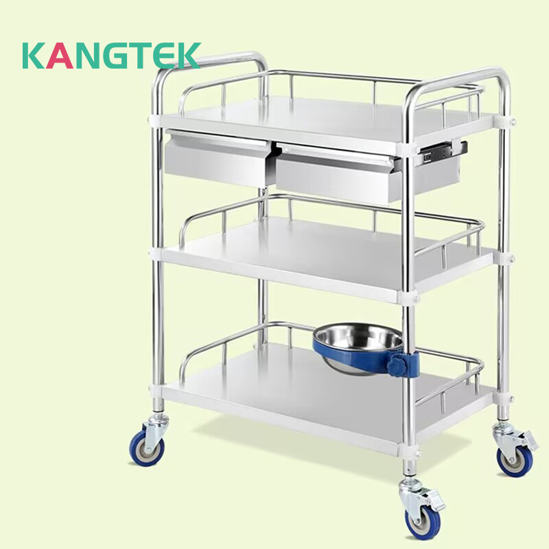 Hospital multi-purpose stainless steel nurses cart