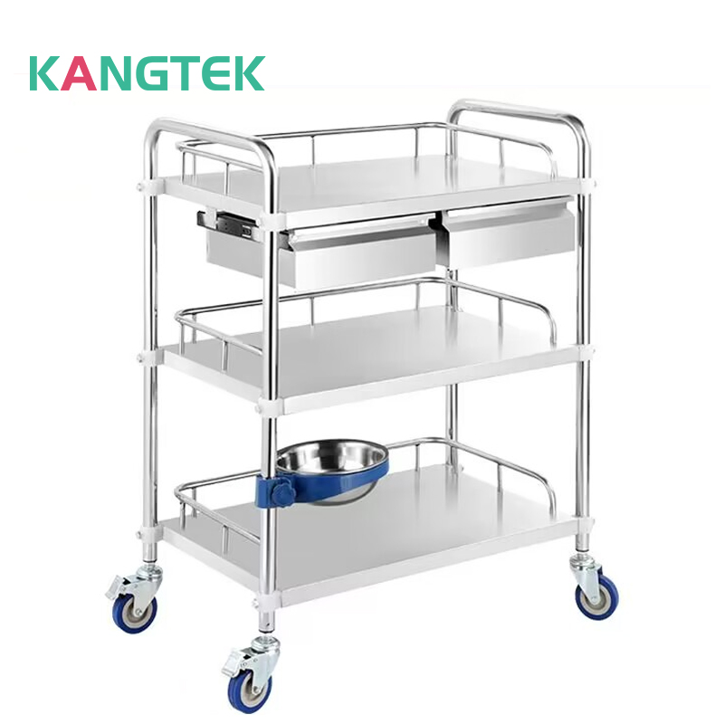 Hospital multi-purpose stainless steel nurses cart