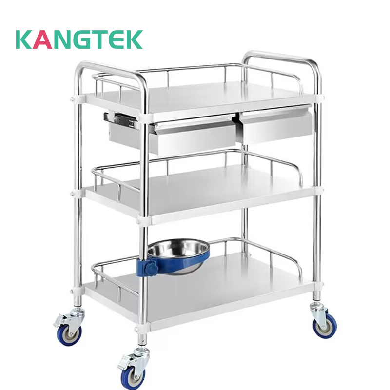 Hospital multi-purpose stainless steel nurses cart