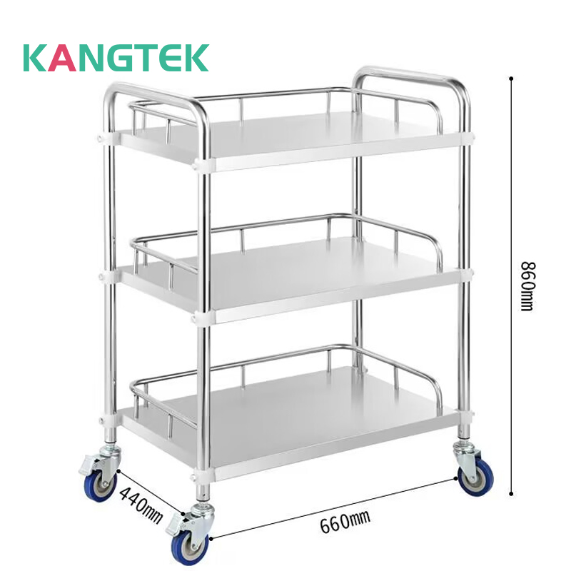 Hospital multi-purpose stainless steel nurses cart