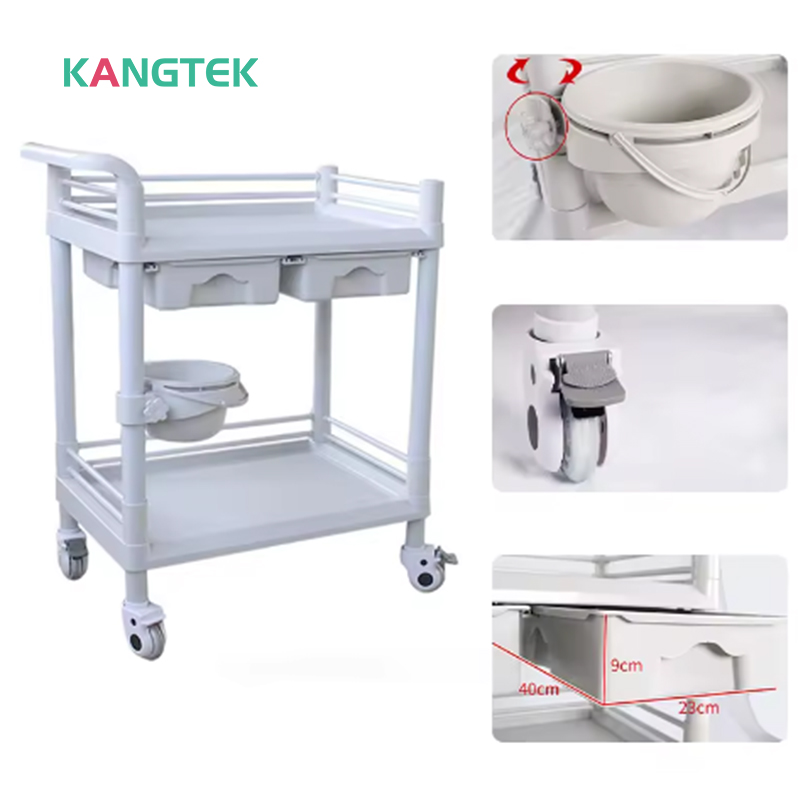 Medical Abs Hospital Nurse Medicine Treatment Plastic Trolley Abs Nursing Cart Hospital Trolley