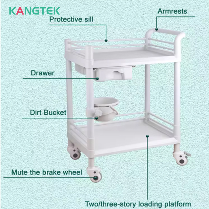 Medical Abs Hospital Jururawat Rawatan Perubatan Troli Plastik Abs Nursing Cart Troli Hospital