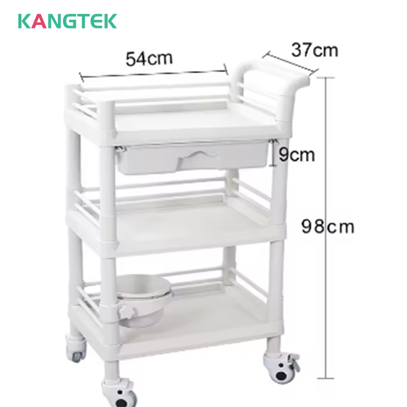 Medical Abs Hospital Nurse Medicine Treatment Plastic Trolley Abs Nursing Cart Hospital Trolley