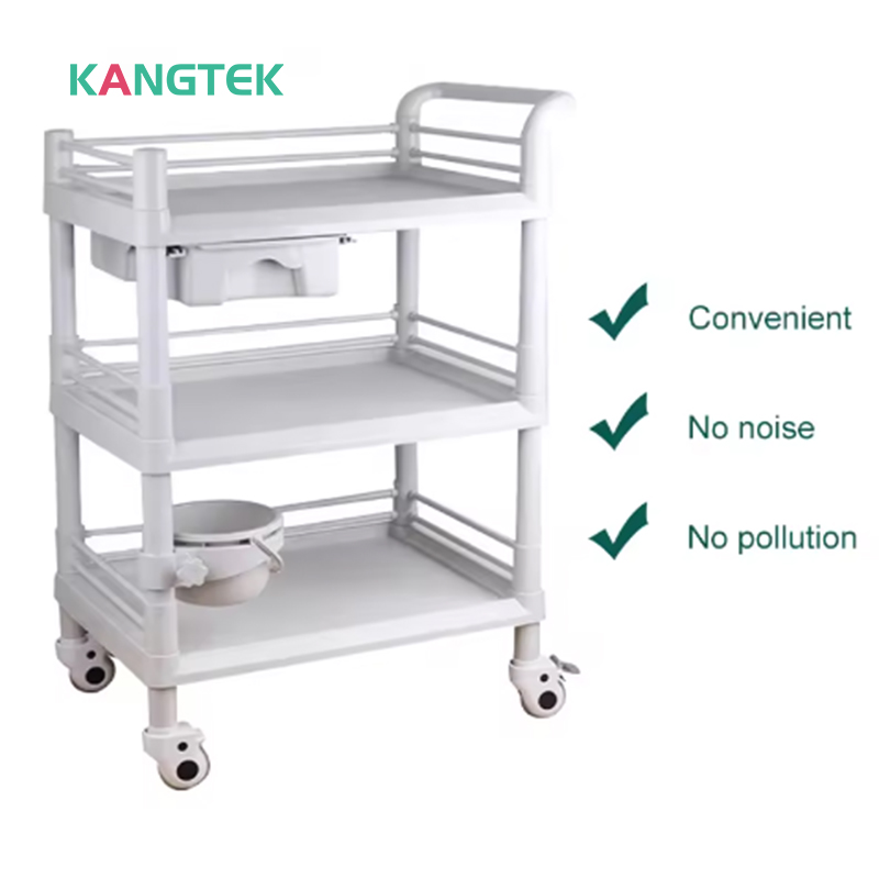 Medical Abs Hospital Nurse Medicine Treatment Plastic Trolley Abs Nursing Cart Hospital Trolley