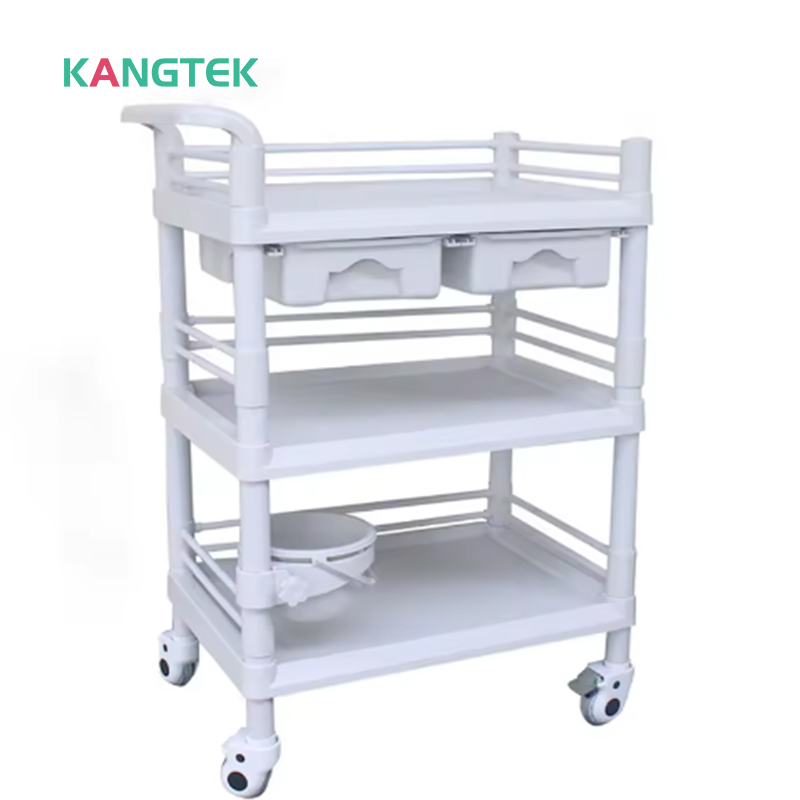 Medical Abs Hospital Nurse Medicine Treatment Plastic Trolley Abs Nursing Cart Hospital Trolley