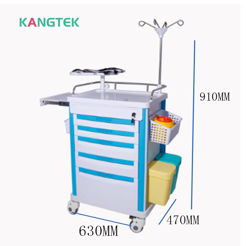 Sjukhusutrustning ABS Plast Medical Emergency Trolley