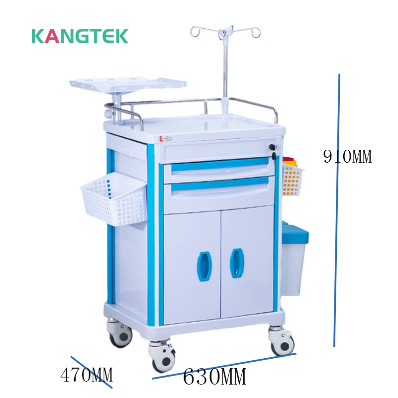 Ang ABS Emergency Cart Medical Emergency Trolley ay Naghahain ng Malaking Drawers