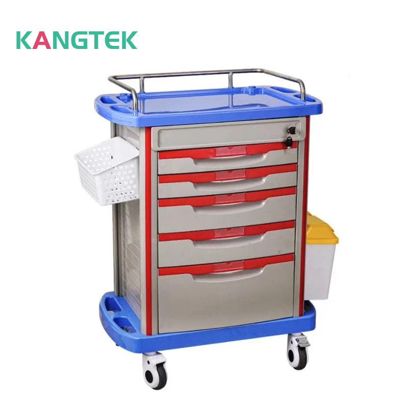 KANGTEK abs 5 drawers drugs trolley for hospital dispensing patients direct deal