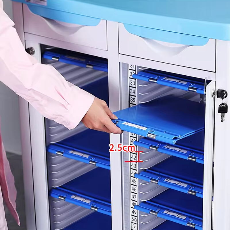 matibay na mga talaan ng file ng pasyente ng ospital sa cart lock case trolley