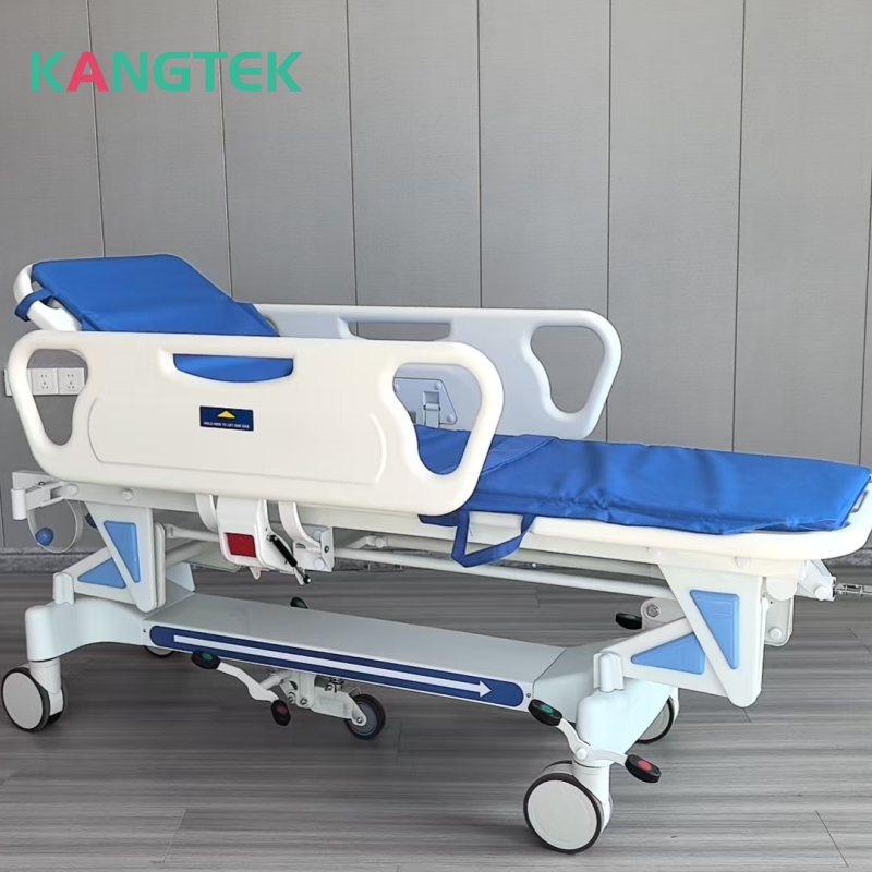 KANGTEK ABS Plastic Side rails Foldable ICU Medical Patient Transfer Stretcher Trolley