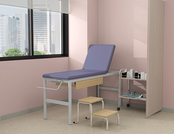 examination couch with drawers