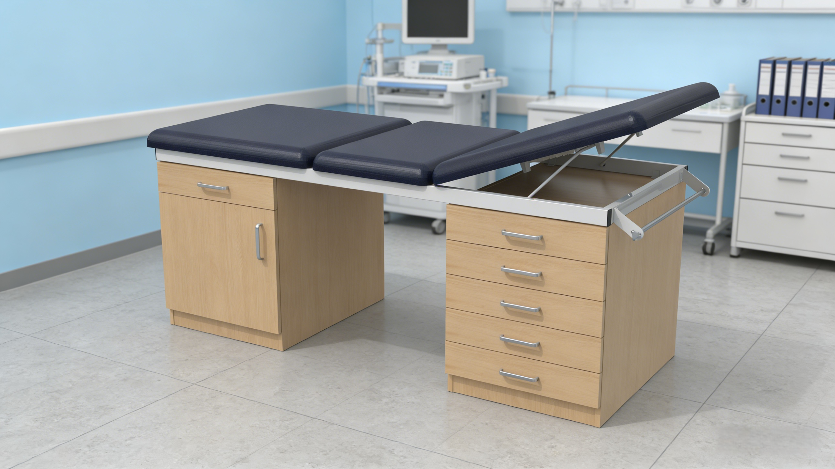 Examination table with drawers