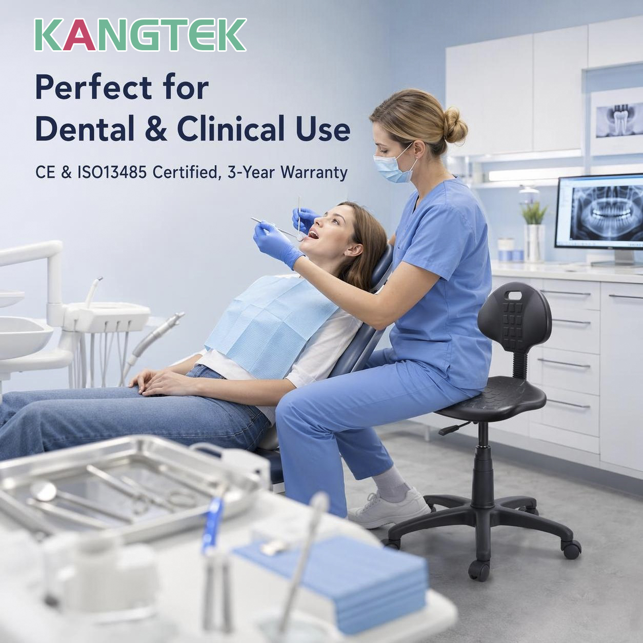 KANGTEK Medical Stool Chair for Ergonomic Hospital Clinical Seating