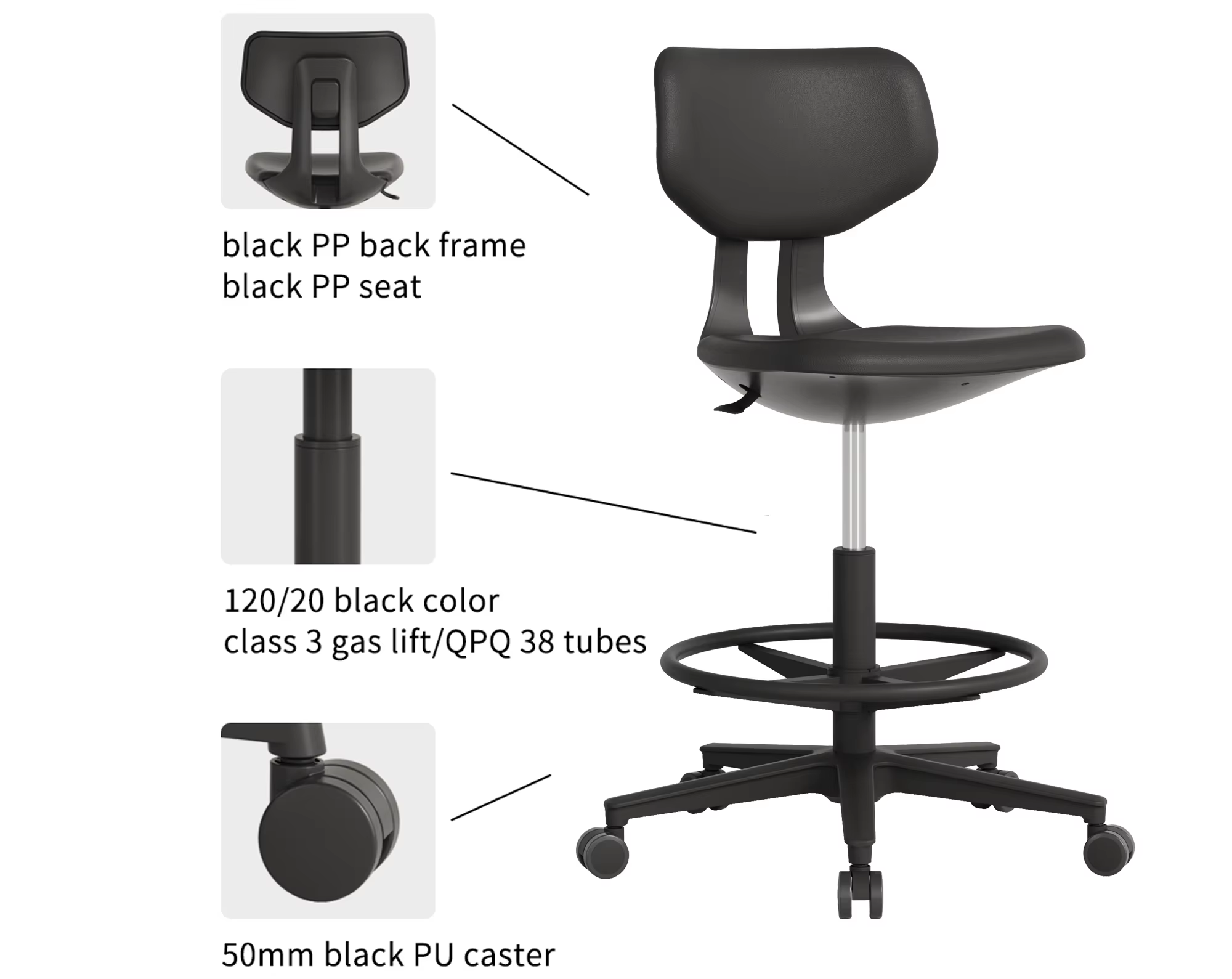 KANGTEK Medical Stool Height Adjustable Clinical Chair For Hospital And Laboratory