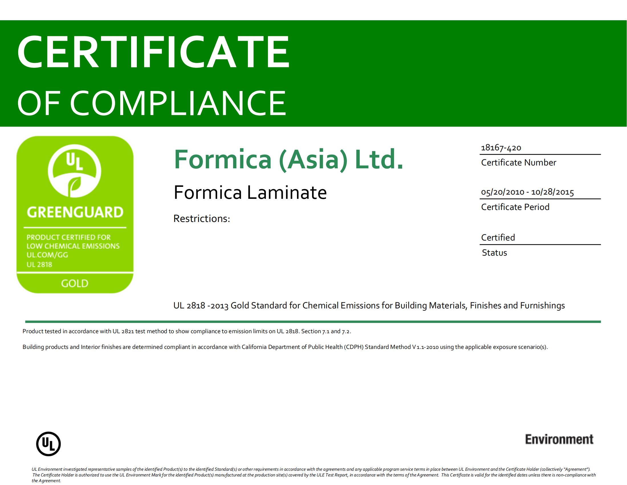 Chứng nhận GREENGUARD Vàng