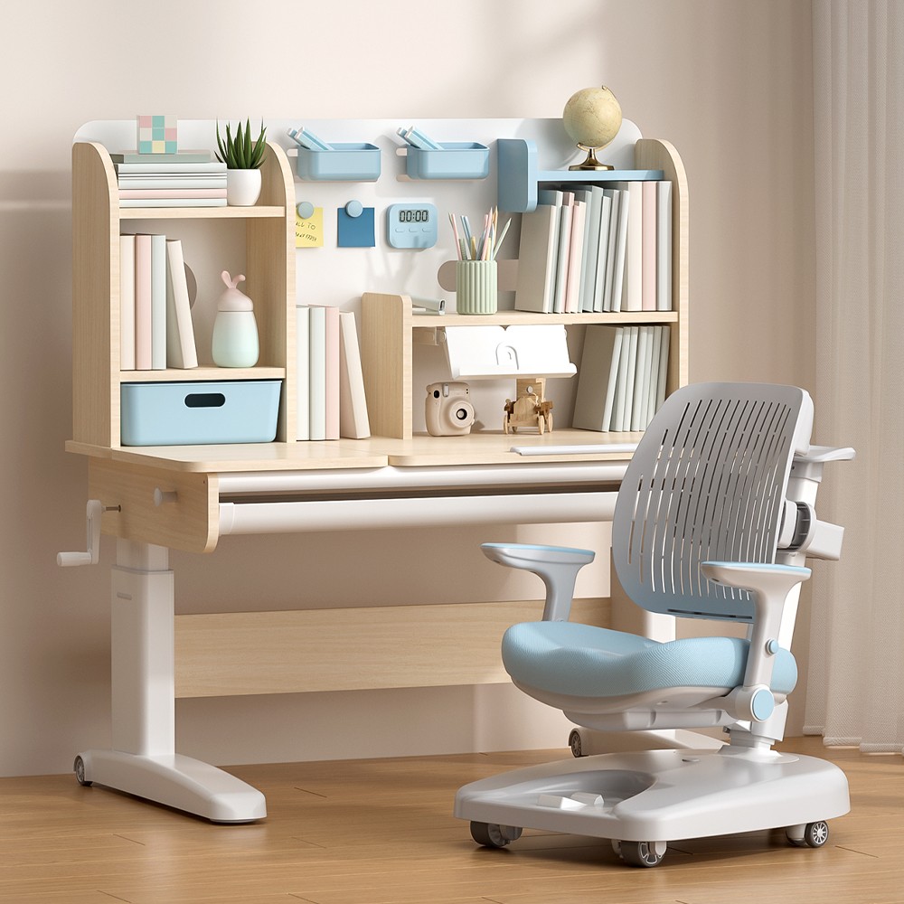 children study table and bookshelf