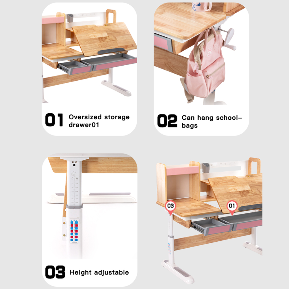 Mesa de lectura elegante ergonómica de madera ajustable en altura para niños