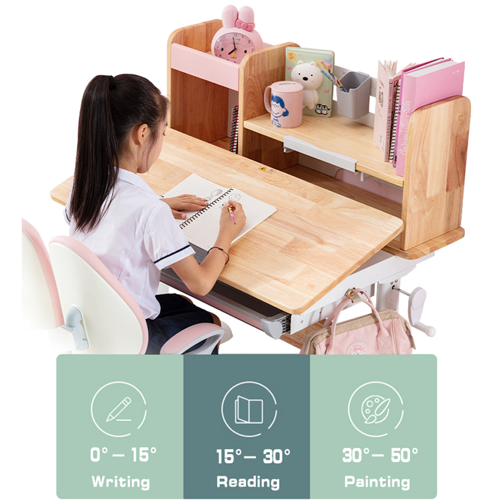 Mesa de lectura elegante ergonómica de madera ajustable en altura para niños