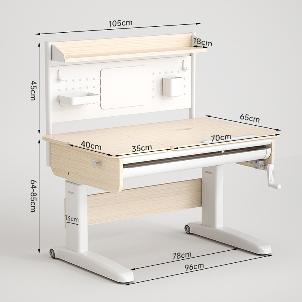 Mesa de leitura e armazenamento para crianças de madeira acessível com estante