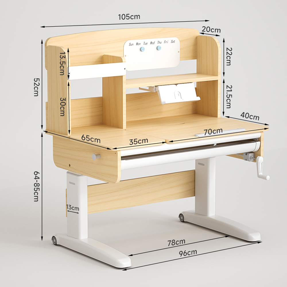 Yüksekliği Ayarlanabilir Ergonomik Kitaplıklı Akıllı Çocuk Eğitim Masası