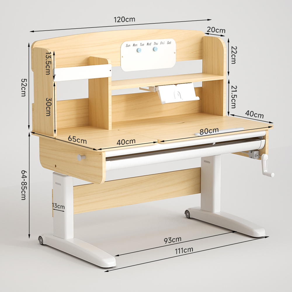 میز تکلیف قابل تنظیم ارتفاع با قفسه برای کودکان