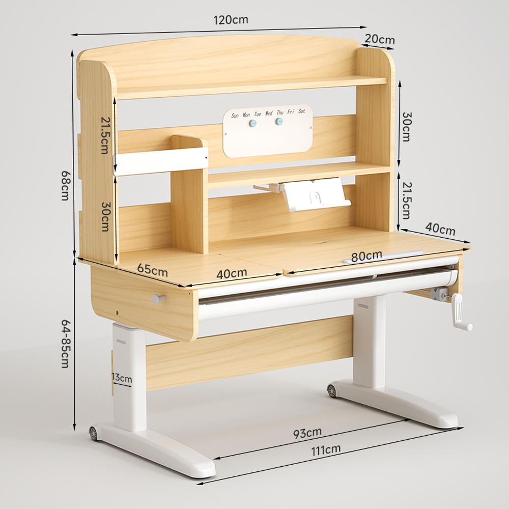 Großer, höhenverstellbarer, ergonomischer Hausaufgabentisch aus Holz für Kinder