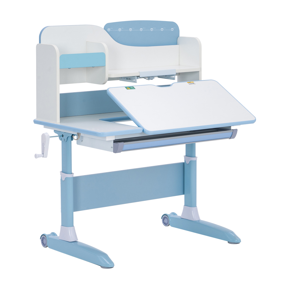 Mesa de leitura e armazenamento inteligentes ergonômicos de madeira para crianças com estante