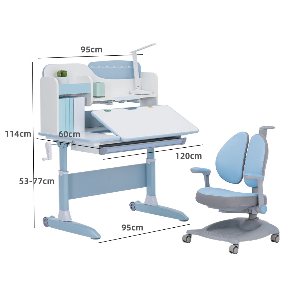 Mesa de leitura e armazenamento inteligentes ergonômicos de madeira para crianças com estante