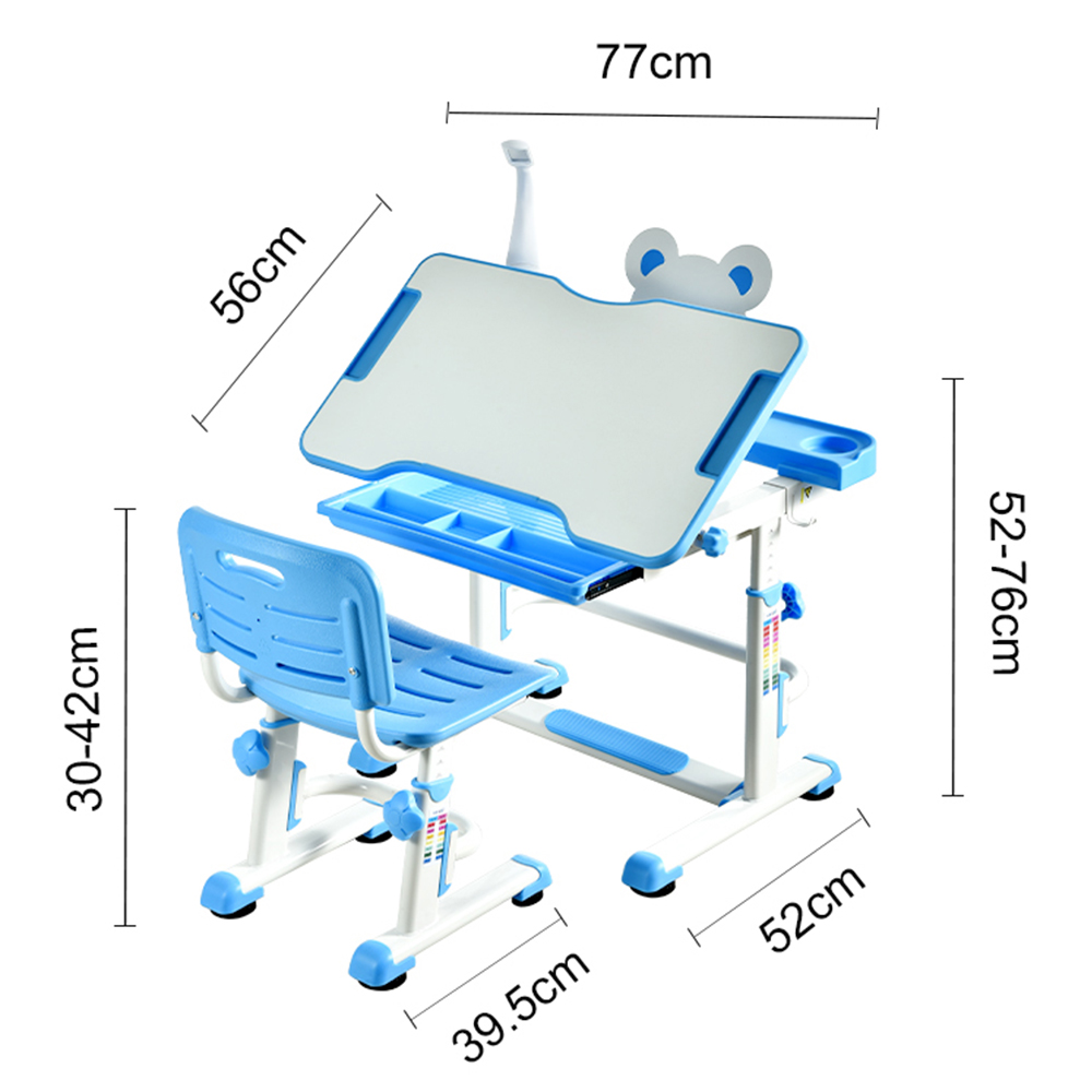 Mesa ajustável em altura e ergonômica com cadeira ajustada para estudo infantil