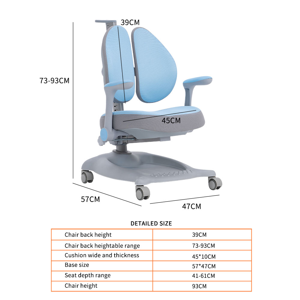 Scaun cu spatar inalt reglabil ergonomic pentru copii care studiaza