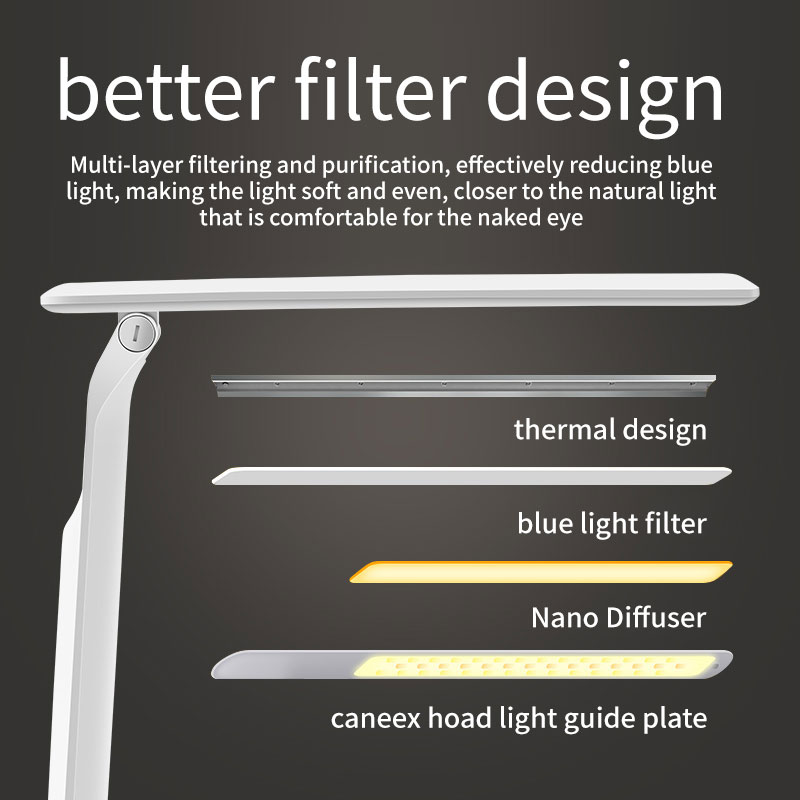 Lâmpada de estudo inteligente LED com escurecimento por toque portátil que cuida dos olhos