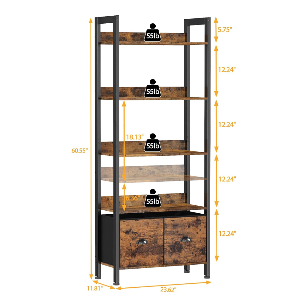 Industrial Corner Display Shelf With Storage In Living Room