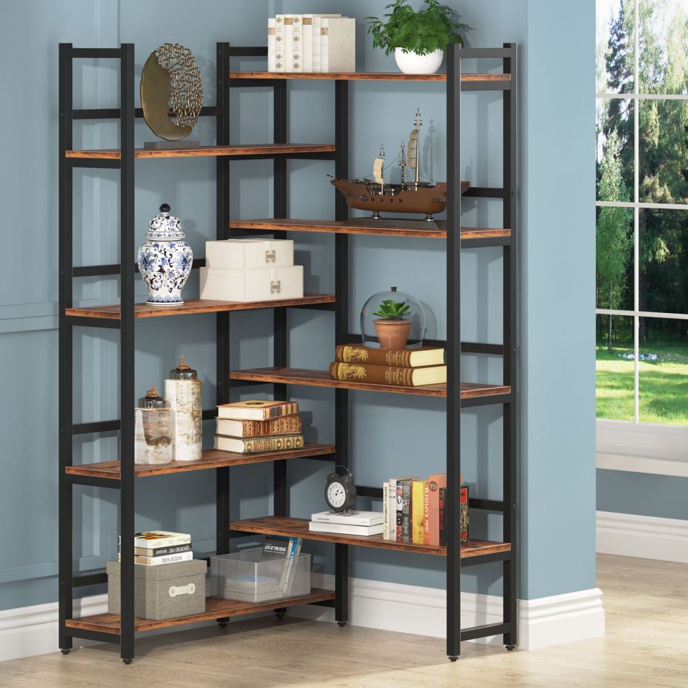 Wooden Metal Corner Display Shelf Rack Storage For Living Room