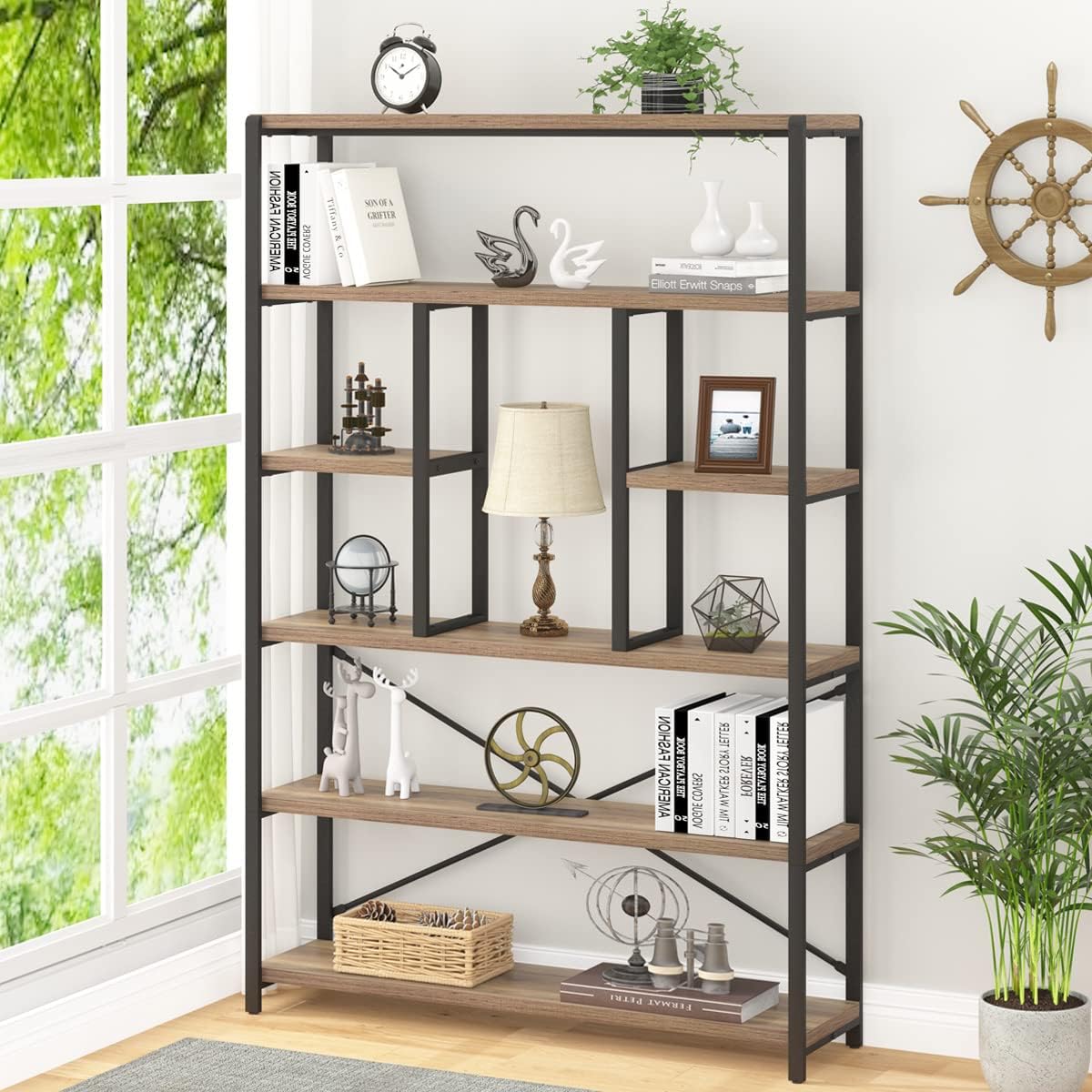 Modern Wooden Metal Display Rack Shelf For Living Room Showroom