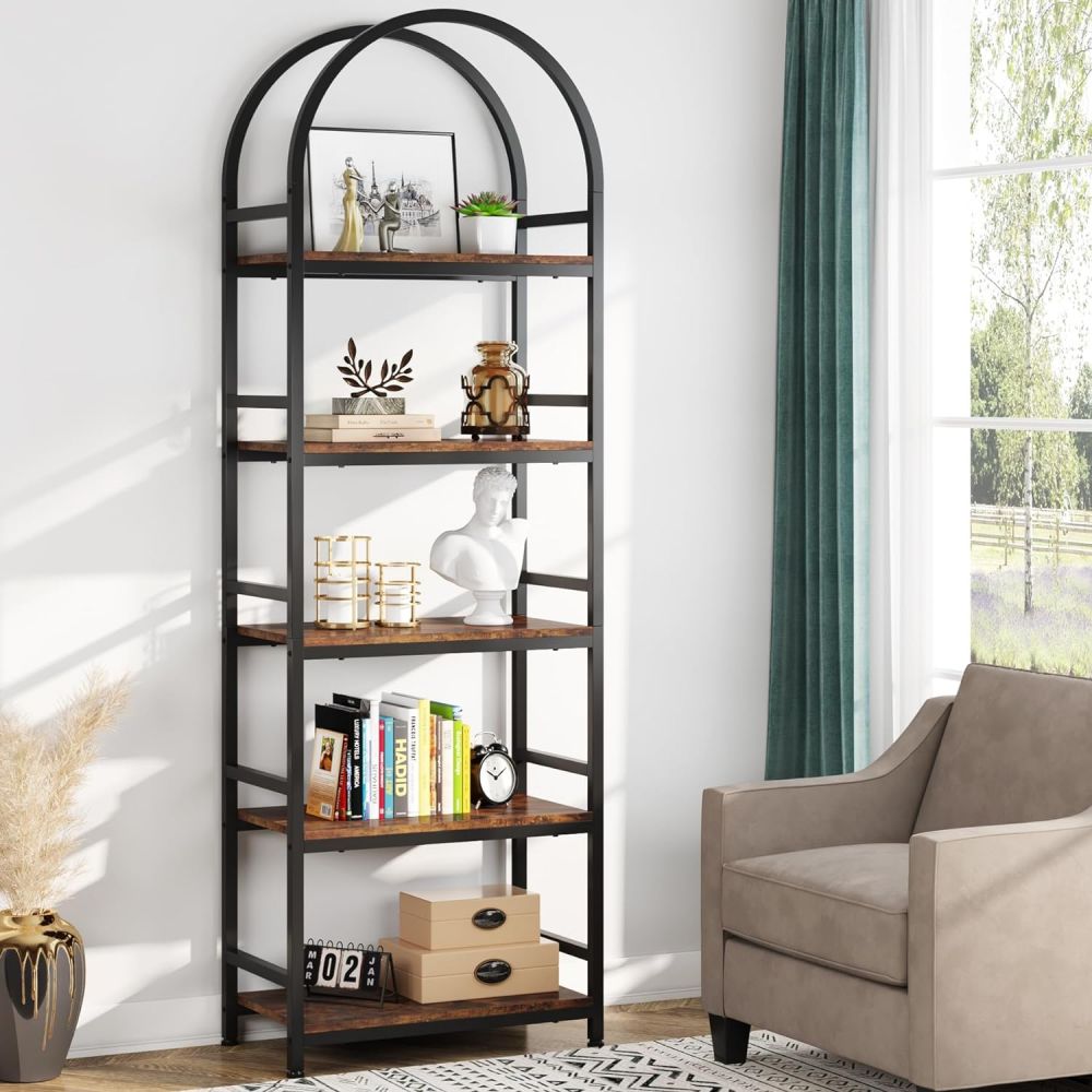 Living Room And Office Narrow Wooden Metal Corner Display Shelf Stand