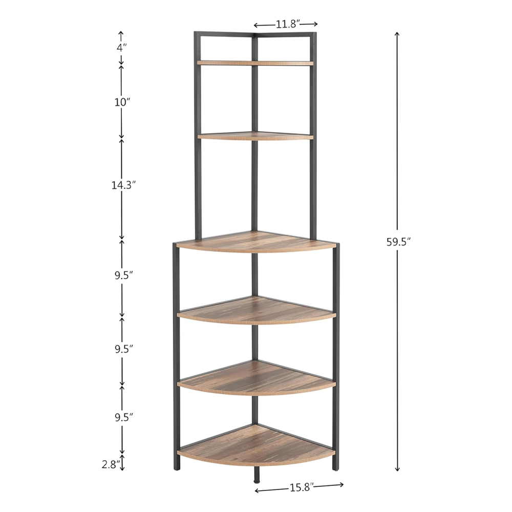 Wooden Small Corner Storage Ladder Shelf Unit For Living Room