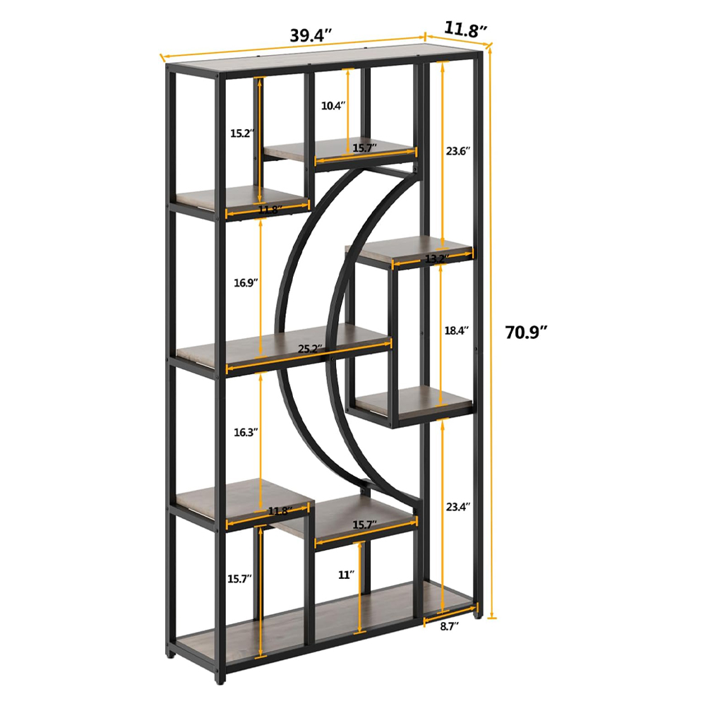 Living Room Tall Wooden Corner Standing Display Shelf Unit