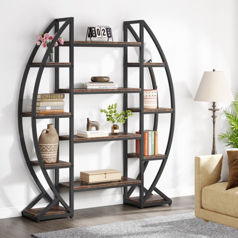 Industrial Large Display Standing Shelf Unit With Storage For Living Room