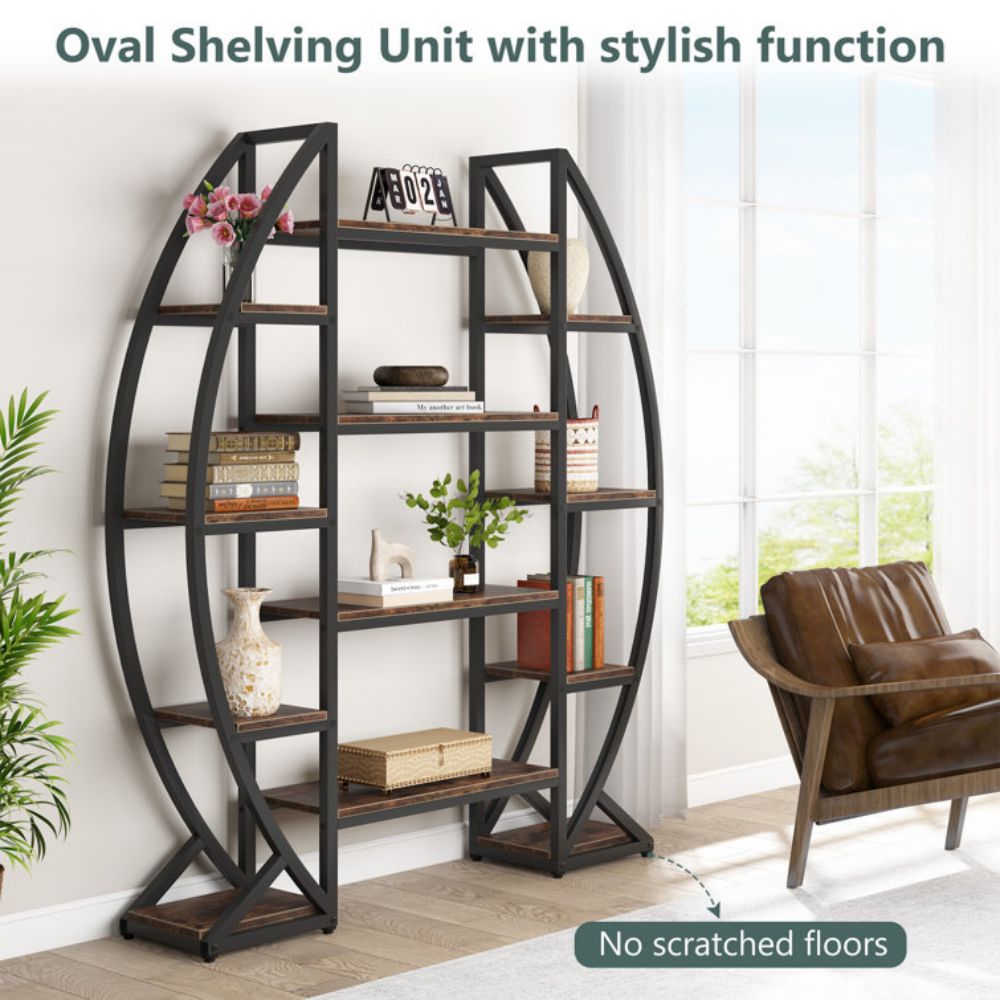 Industrial Large Display Standing Shelf Unit With Storage For Living Room