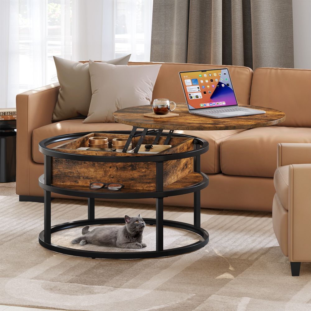 Modern Wooden Small Round Coffee Table For Living Room