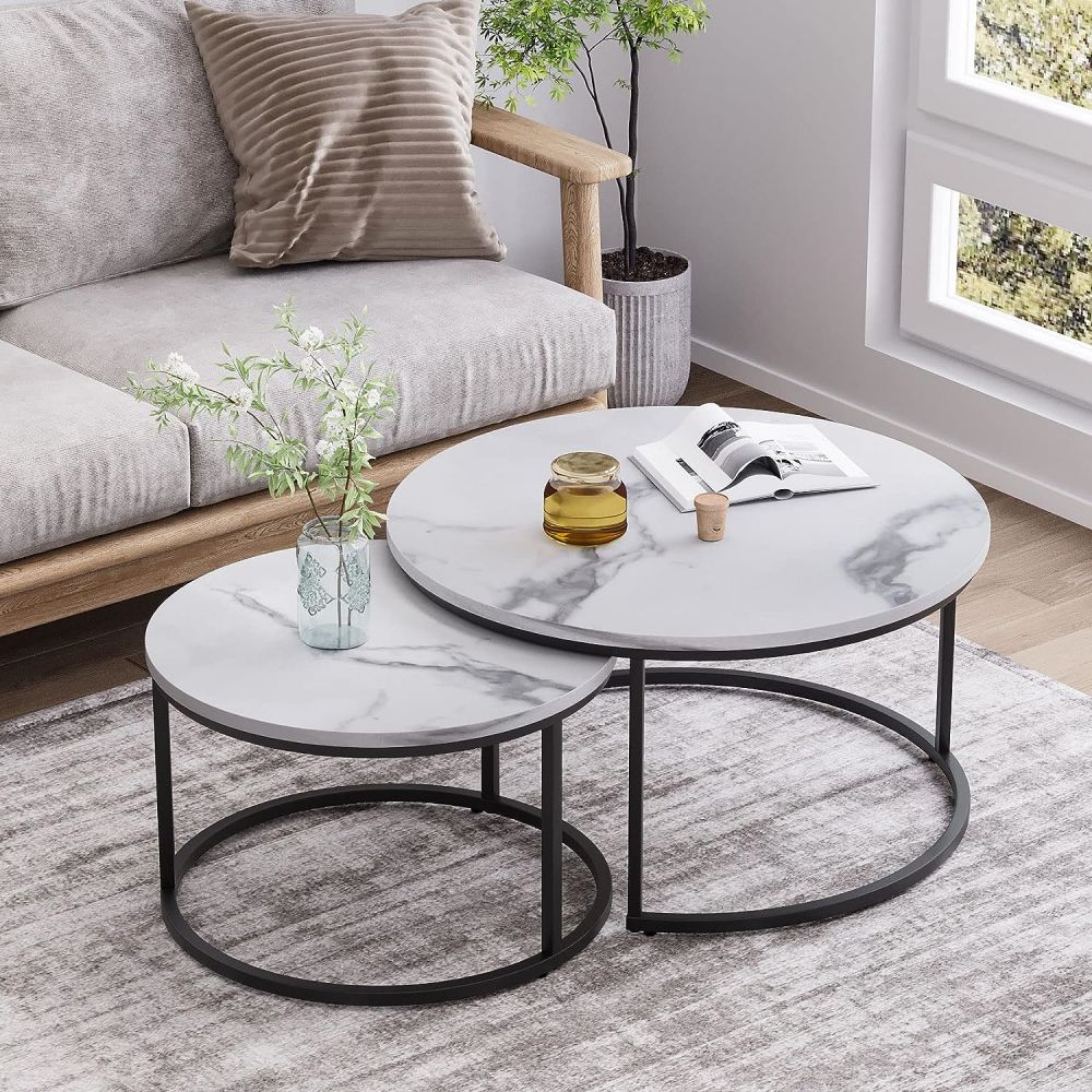 Multifunctional Modern Small Round Wood Coffee Table Set