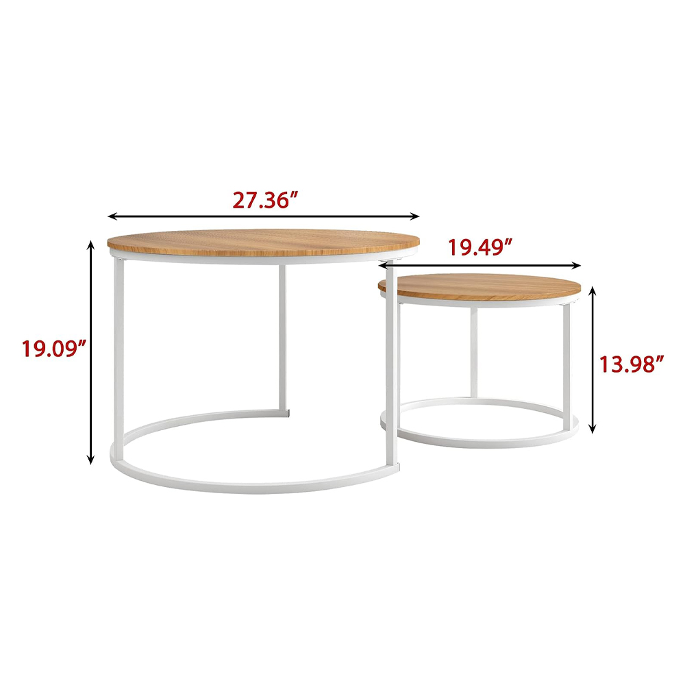 Petit ensemble de table basse ronde en bois moderne multifonctionnel