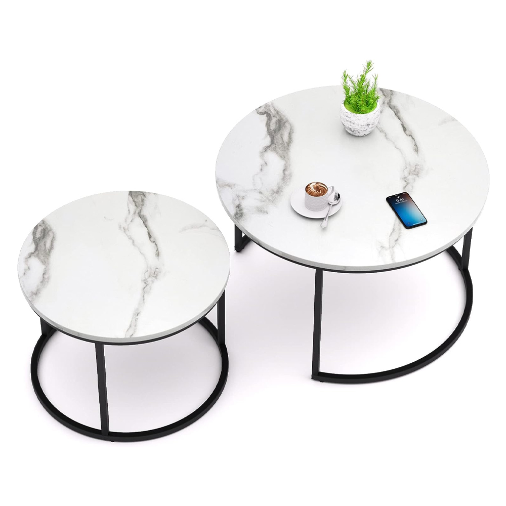 Multifunctional Modern Small Round Wood Coffee Table Set