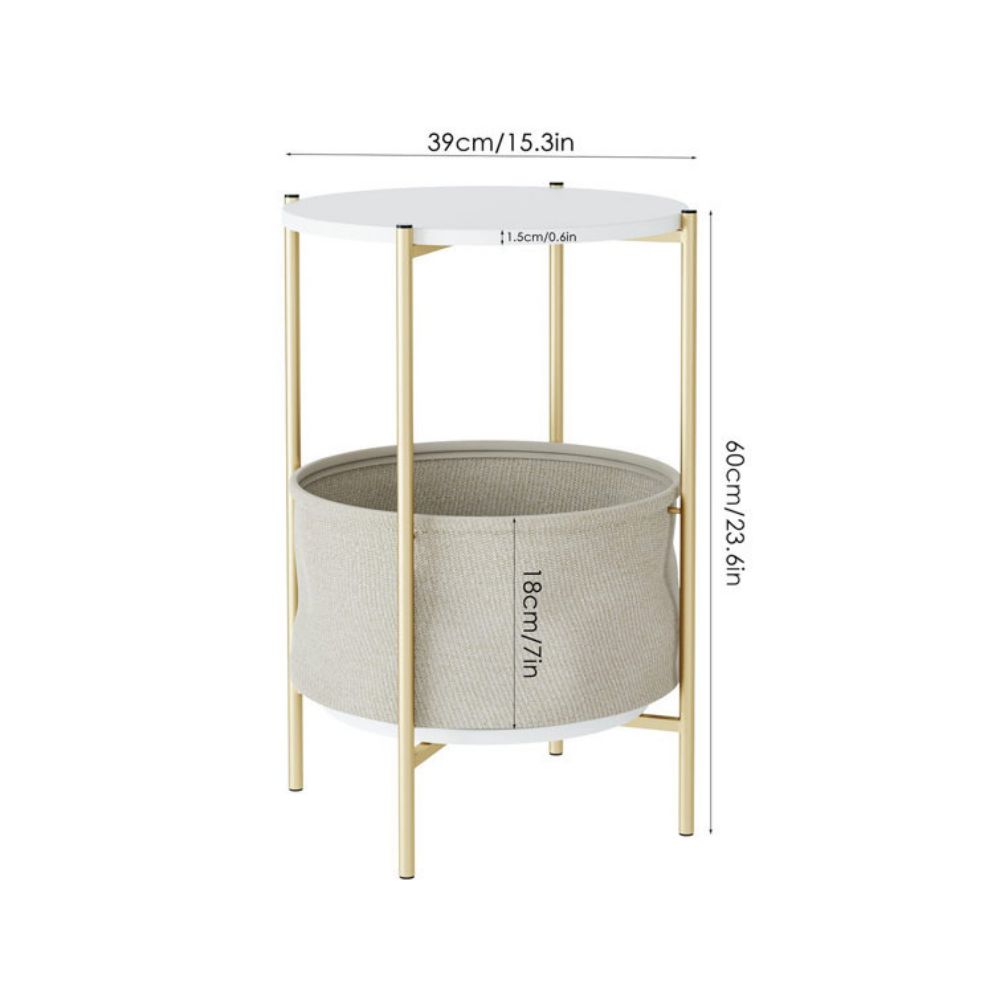 Modern Small Round End Night Bedside Table With Storage