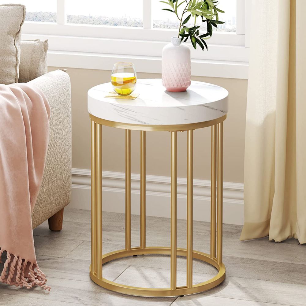 Modern Wood Corner Maliit na Round End Side Table Nightstand Para sa Sala