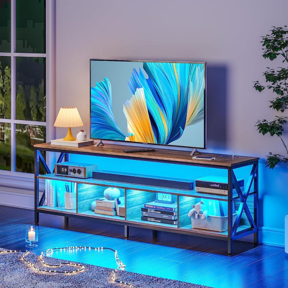 Moderne Hjørne Led TV Stand Rack Bordkonsol Enhed Til Stue