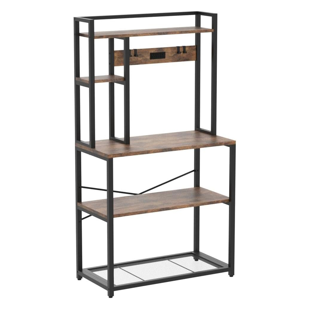 bakers rack with electrical outlet