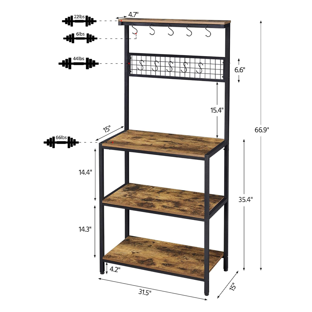 Small Space Kitchen Bakers Stand Rack With Countertop Storage Cabinets