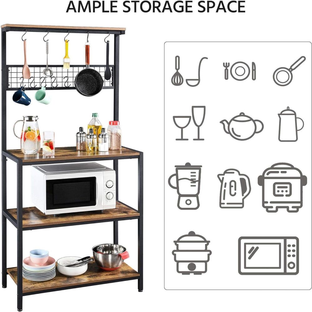 Small Space Kitchen Bakers Stand Rack With Countertop Storage Cabinets